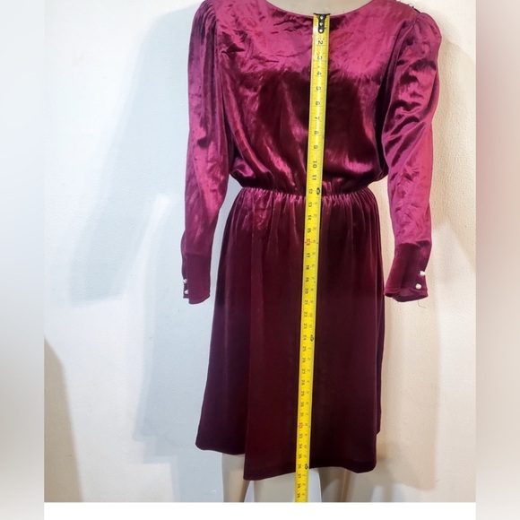 Vintage 70s 80s J.M. II Womens Size 8  Purple Velour Holiday Long Sleeve - Picture 4 of 12